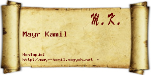 Mayr Kamil névjegykártya